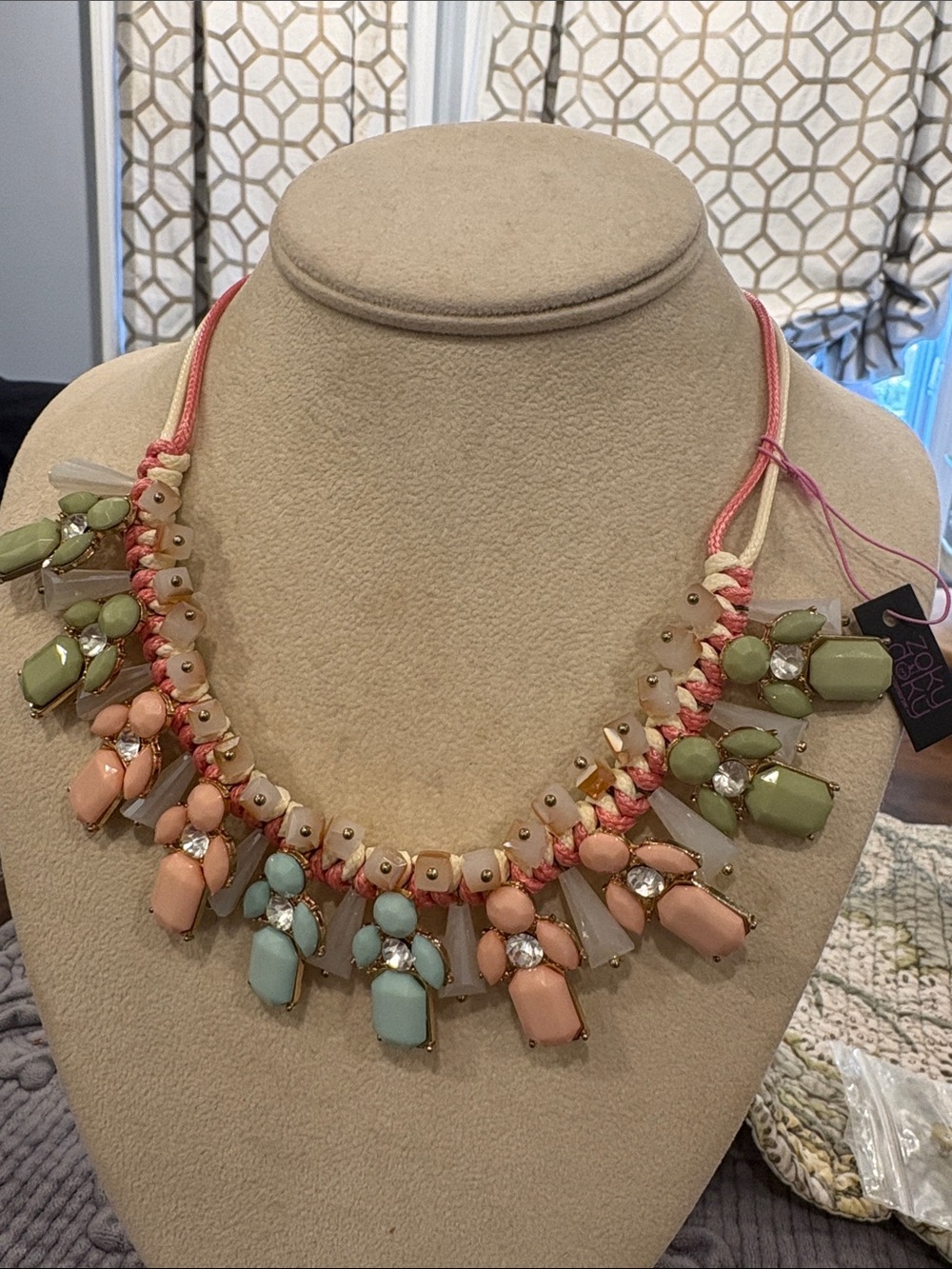 Pastel Coral, Mint & Light blue Statement Necklace